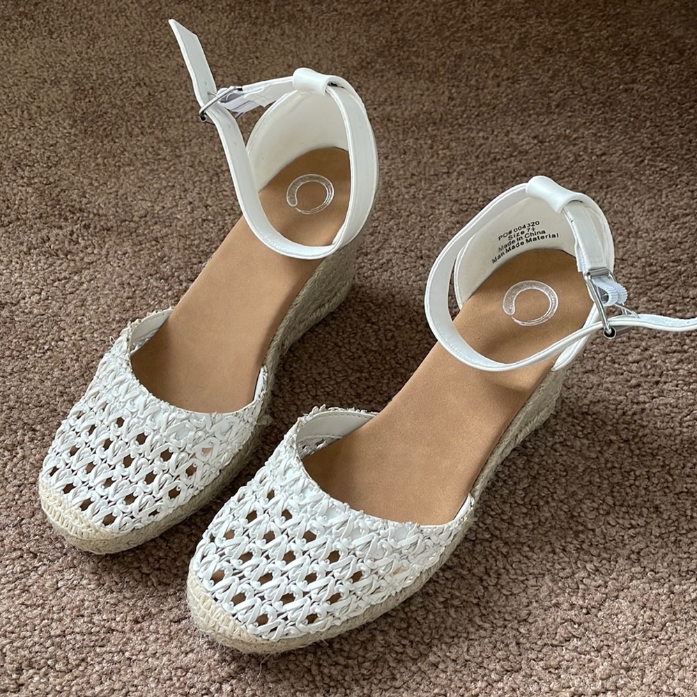 White espadrille sandals